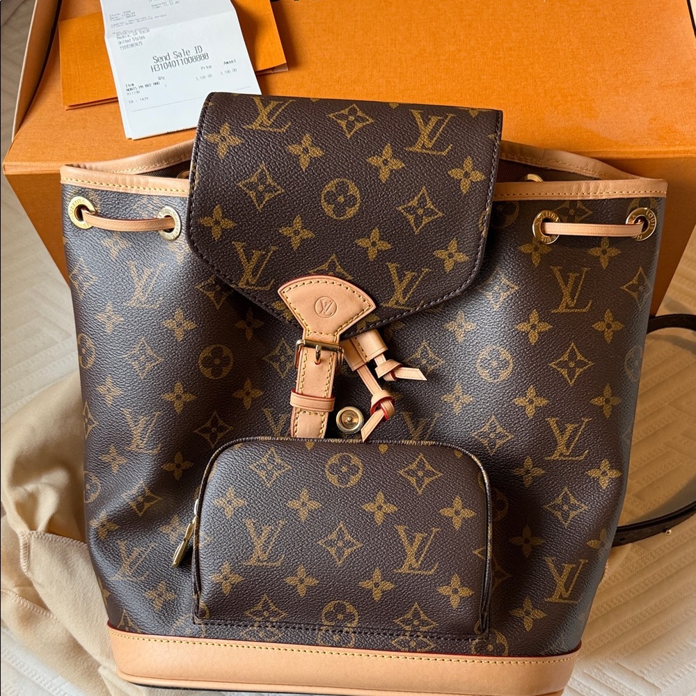 Louis Vuitton Monogram Canvas Montsouris PM Backpack in Brown with Vachetta Trim